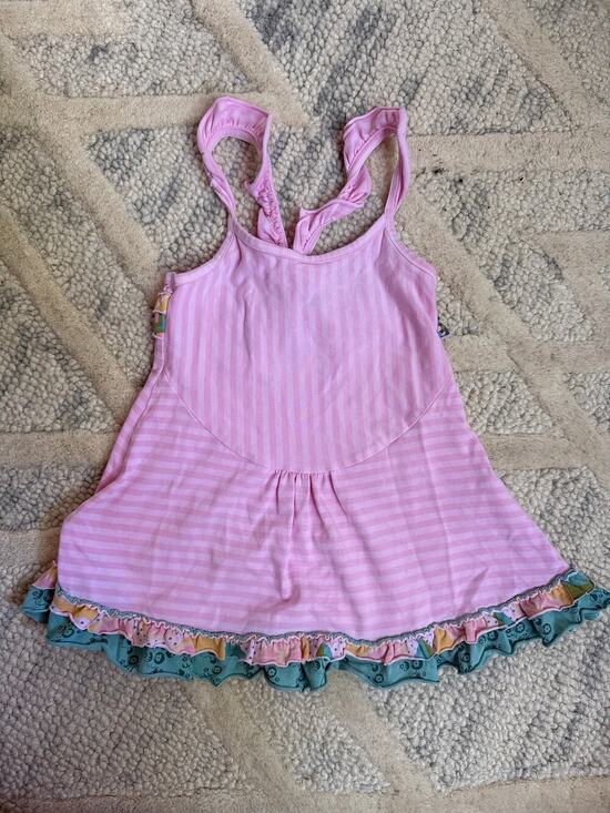 Matilda Jane Other - Matilda Jane Pink Stripe Ruffle Tank Dress Tunic Top Girls 12M Boutique